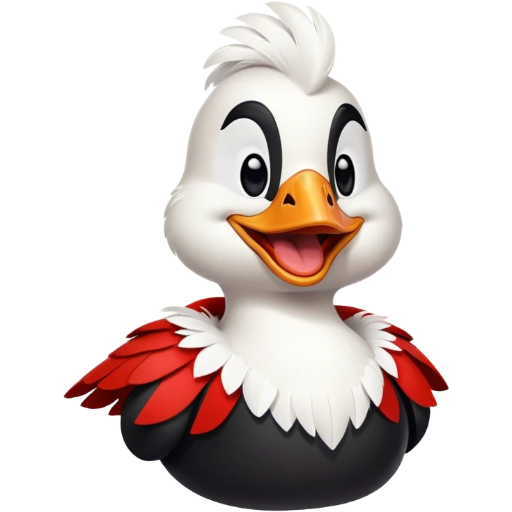 super hero goose laughs in black and red outfit emoji