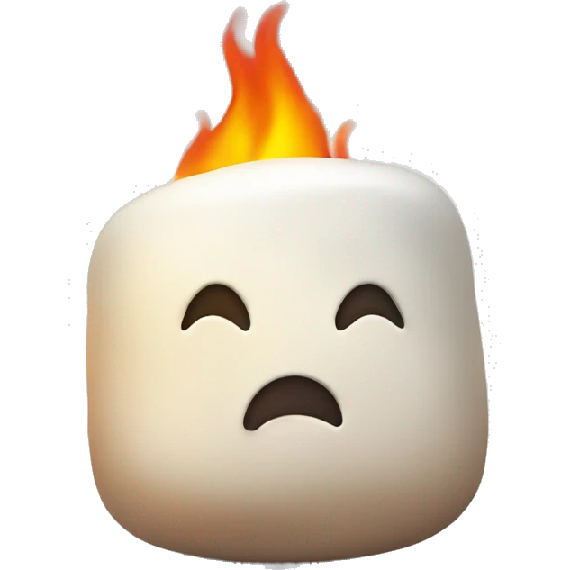 Sad marshmallow on fire emoji