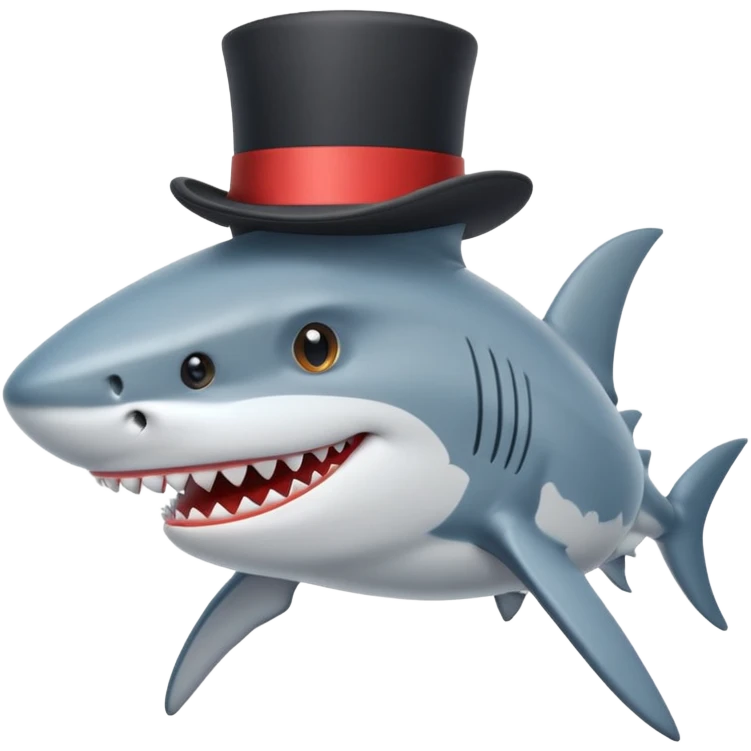 Shark with a top hat emoji