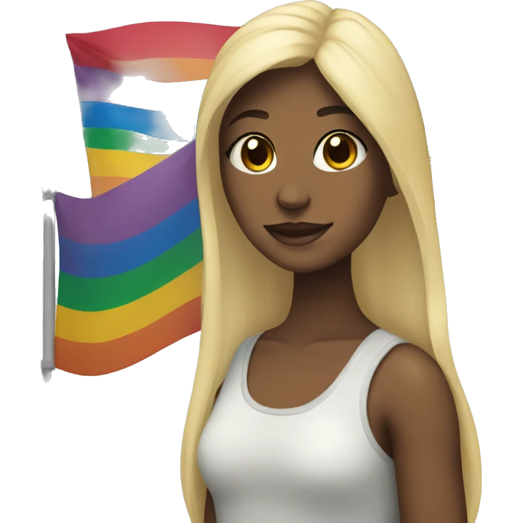 a girl with pride flag emoji