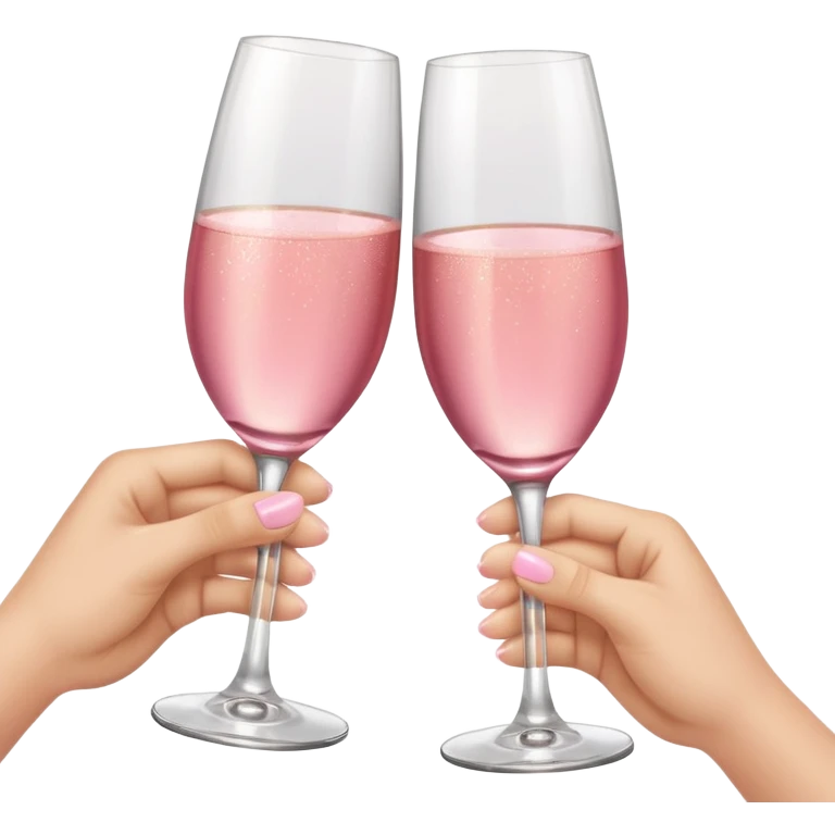 champagne glasses with pink champagne giving cheers with two hands emoji