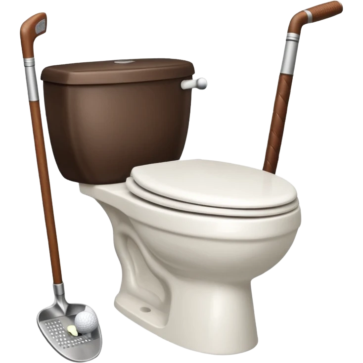 Toilet with golf clubs emoji