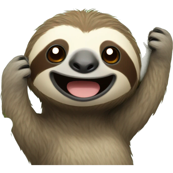 sloth with happy face saying hello emoji