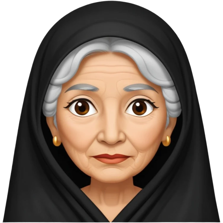 Older Mexican lady with black and white hair and black veil  emoji