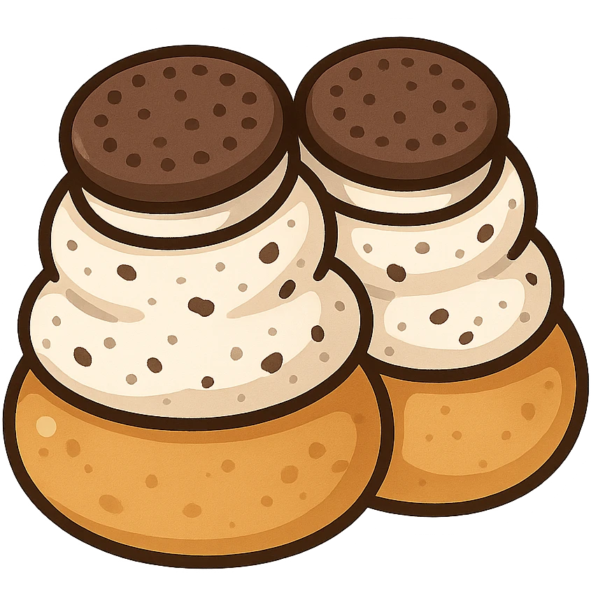 oreo cream puffs, simplified, clear, emoji-like, no faces emoji