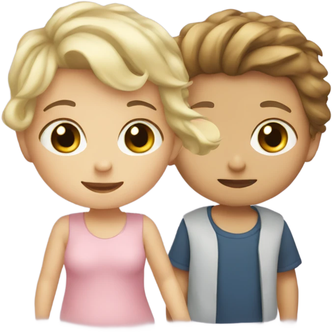 Baby boy with brown hair and girl with blonde hair emoji