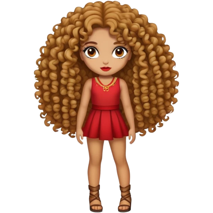 Chica morena de pelo rizado , choni con mucho maquillaje y cuerpo entero  emoji