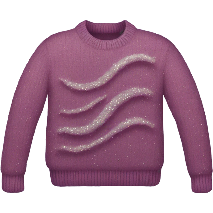 Knit sweater with water wave glittery design emoji