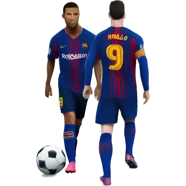 Ronaldo walking on messi emoji