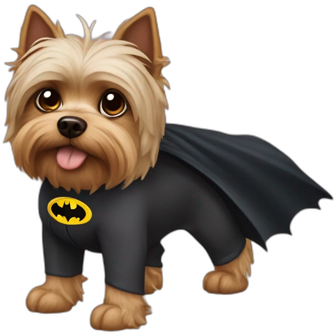 Dog male Yorkshire with Batman Costume emoji