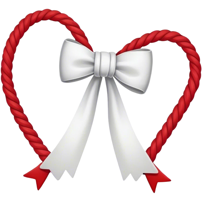 Simple bow like a rope in red and white  emoji
