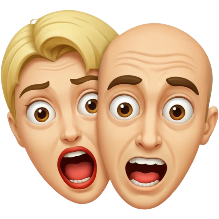 a man and a woman with weird crazy faces emoji