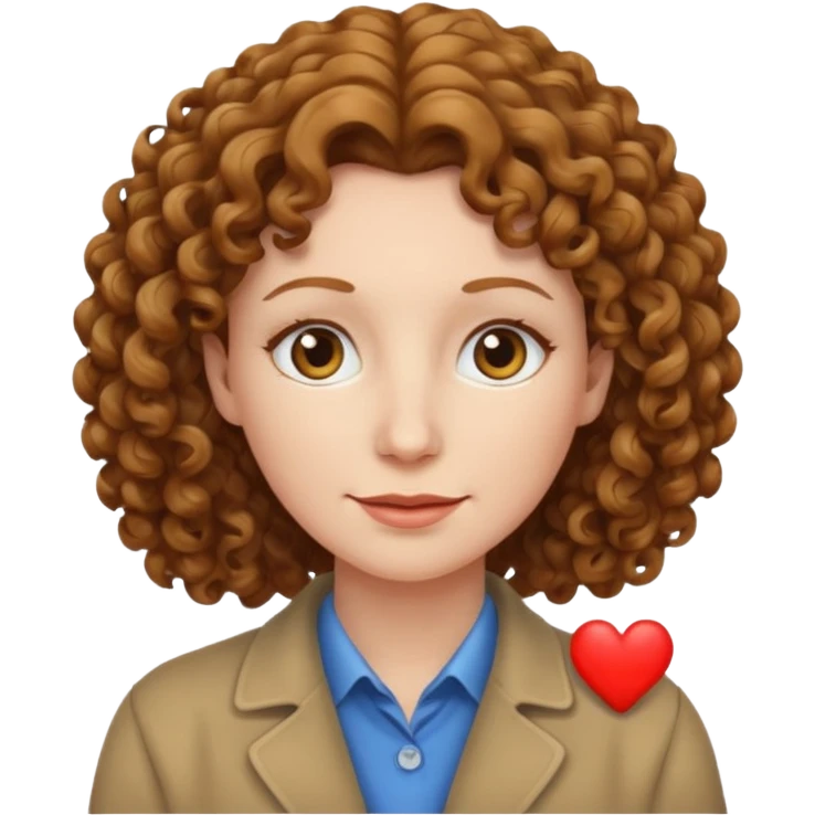 really long hair light brown curly pale skin middle age emoji