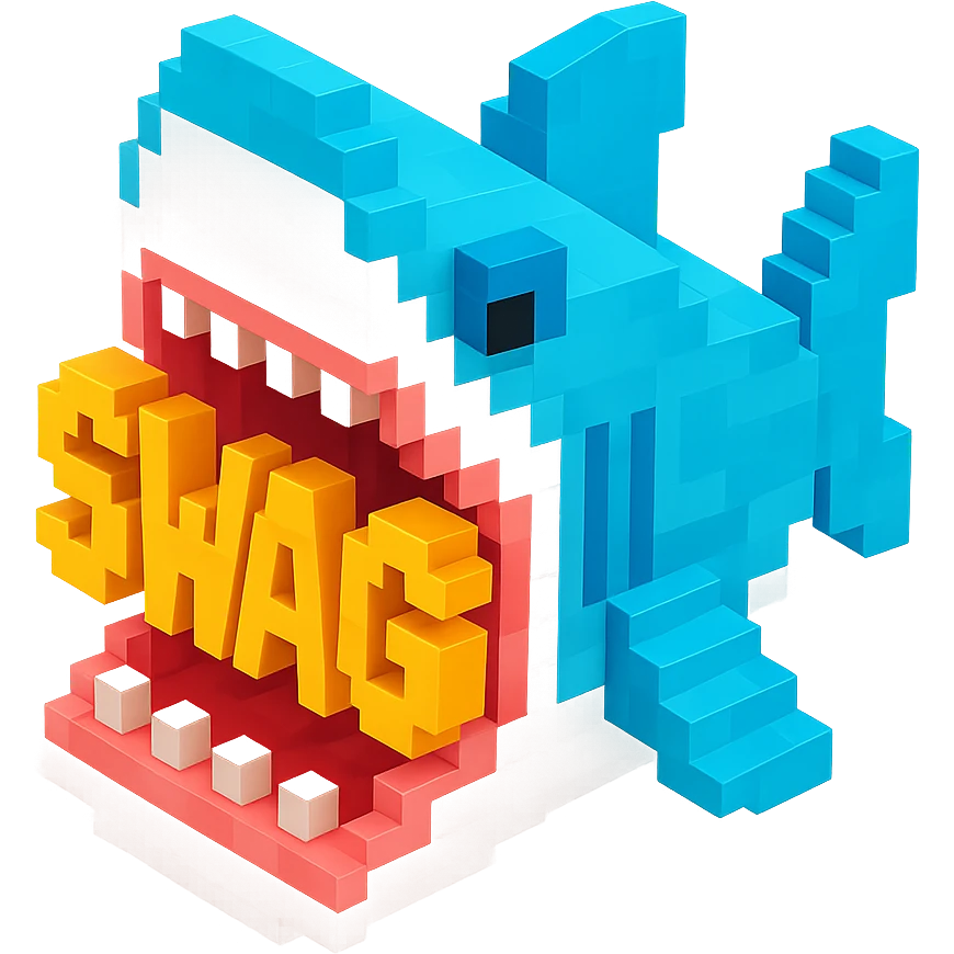 акула в пасти которой надпись SWAG, no background emoji