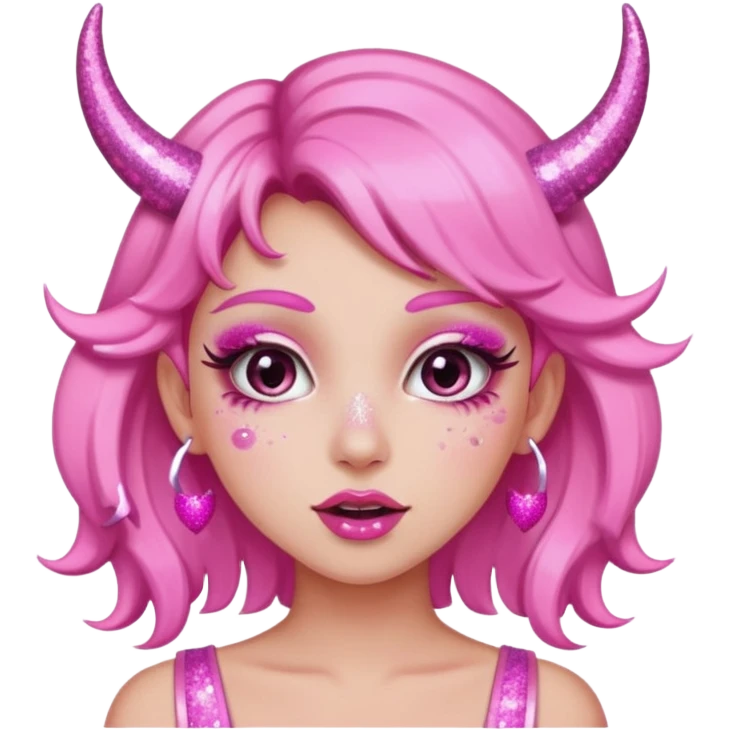 glitter pink girl naughty selfie glitter pink horns emoji