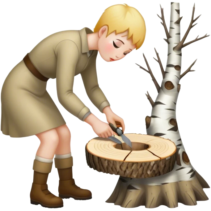 cutting a birch tree with rings emoji