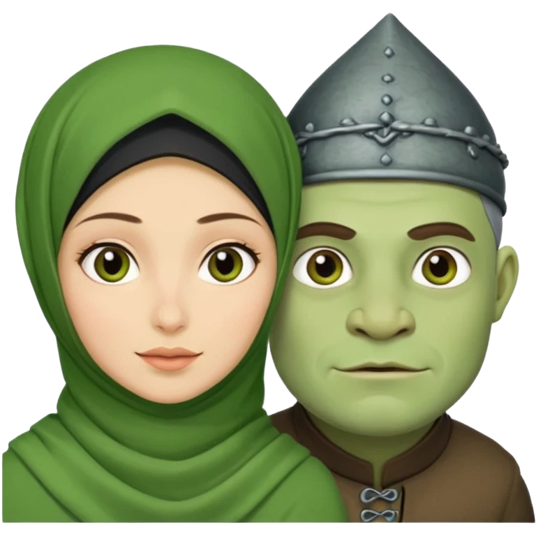 Pretty hijabi with ogre husband emoji