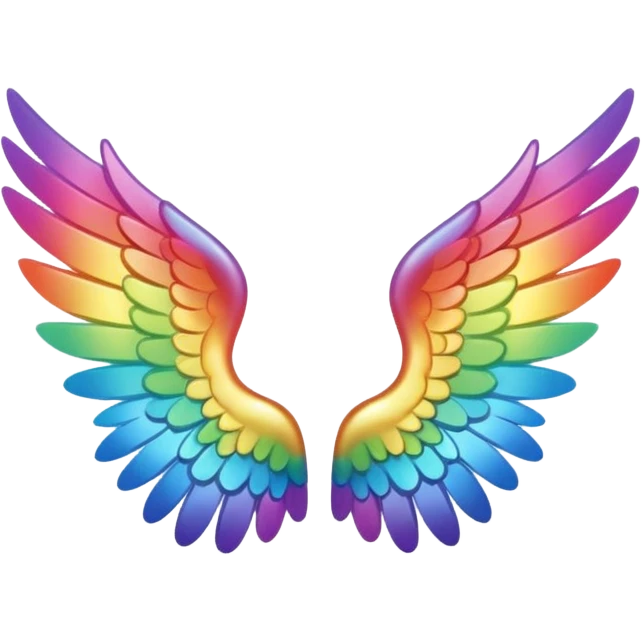  tiny small rainbow angel wings. cute tiny left and right rainbow angel wings. Only wings. emoji