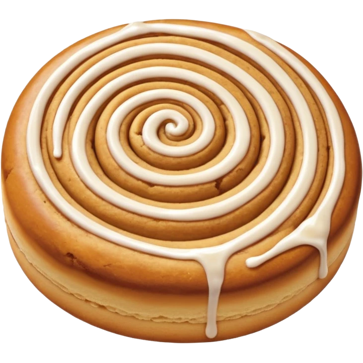 a cinnamon roll single layer cookie with only less spirals and full glaze emoji