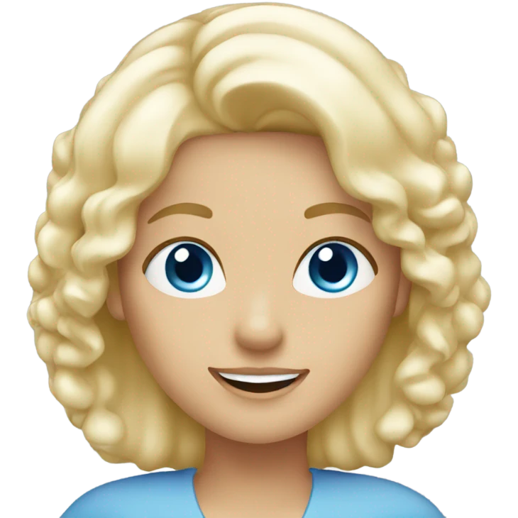 blue eyed blonde lady waving emoji
