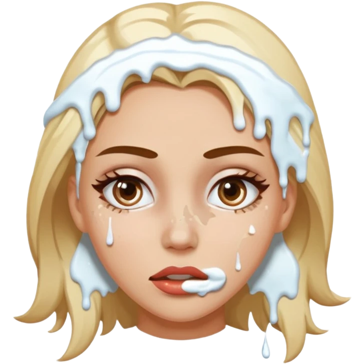 white icing on woman just on the mouth and eye area more splattered emoji