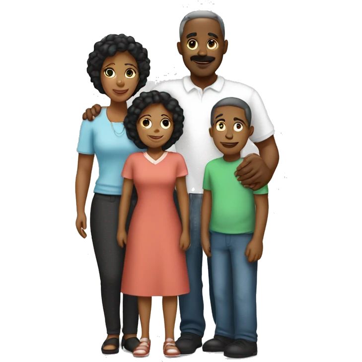 a loving black family with black dad and white mom emoji