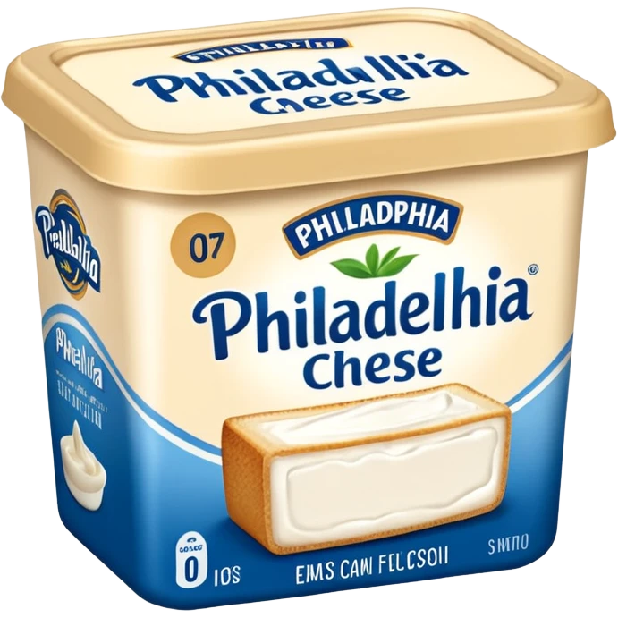 a block of PHILADELPHIA Cream Cheese with the packaging emoji