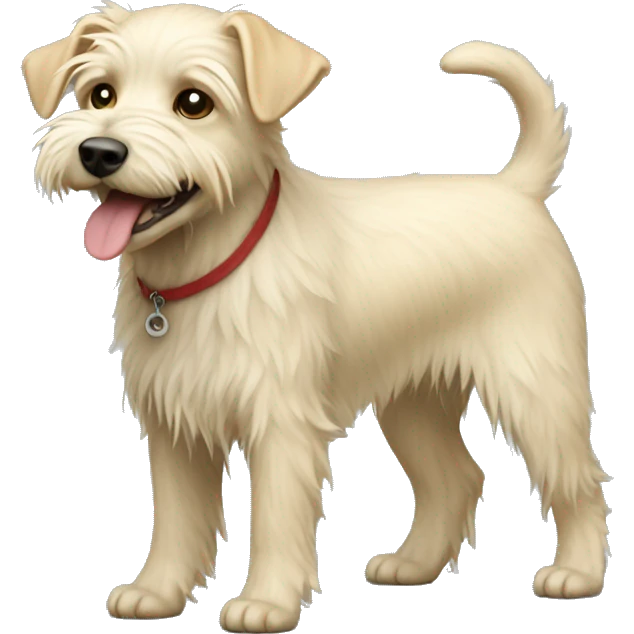 Light blonde terrier puppy with shaggy fur full body skinny emoji