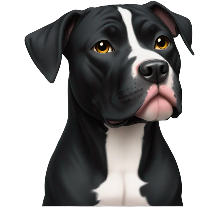 My dog Sheba black Pitbull with white on chest emoji