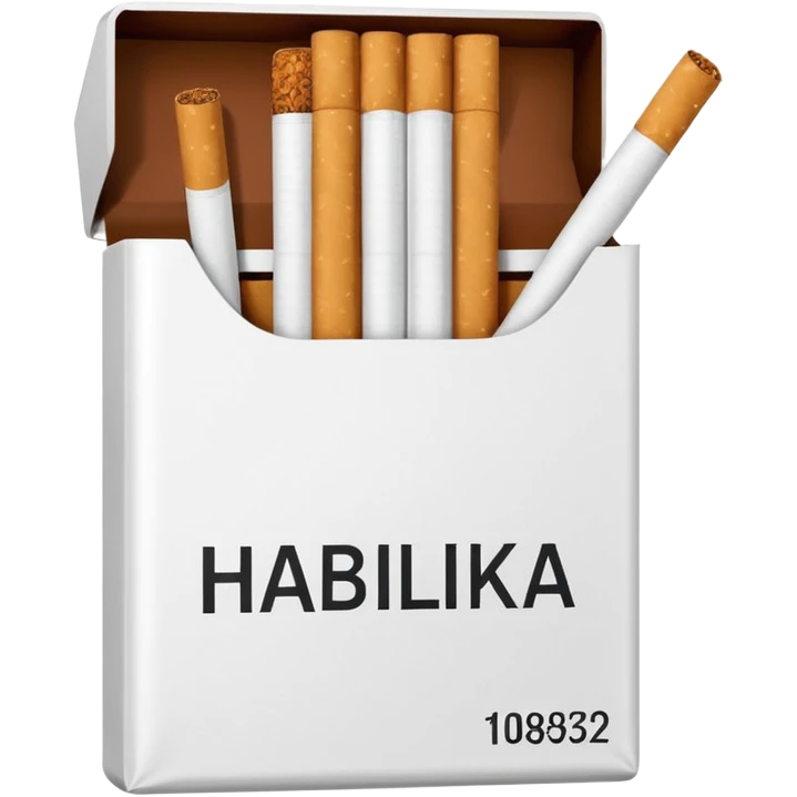 Создать emoji картинку с пачкой сигарет с надписью «HABILKA” на фиолетовом фоне emoji