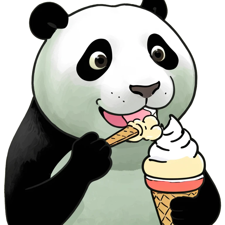 Panda eating ice cream emoji