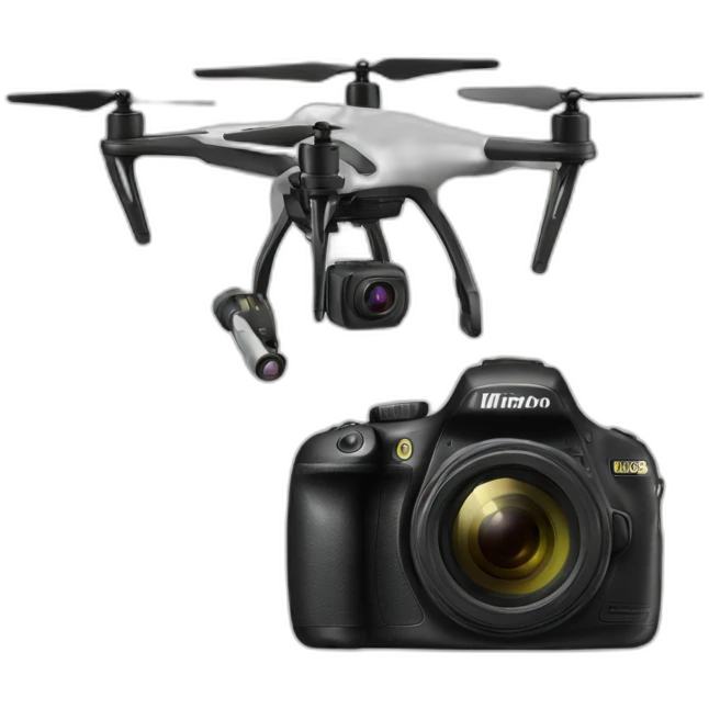 camera with Flash with a drone emoji