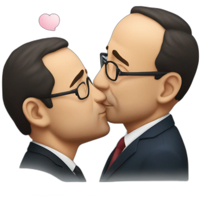 Oussama Ben kissing François Hollande emoji