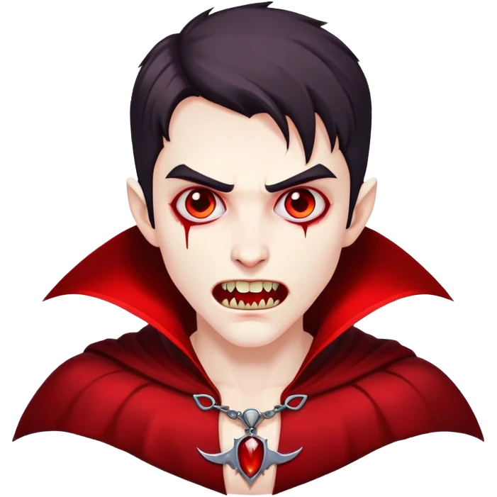 vampire with red cape and blood emoji
