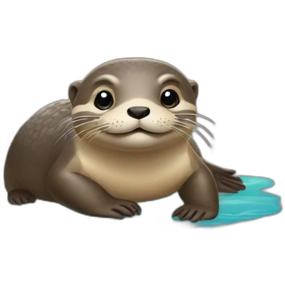 Loutre sur tortue emoji