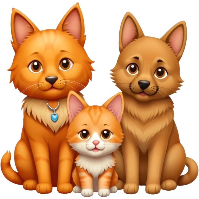 Two orange cat and one Germans shepherd  emoji