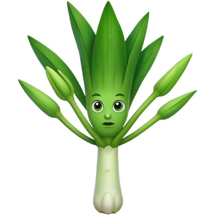 a leek with arms and eyes emoji