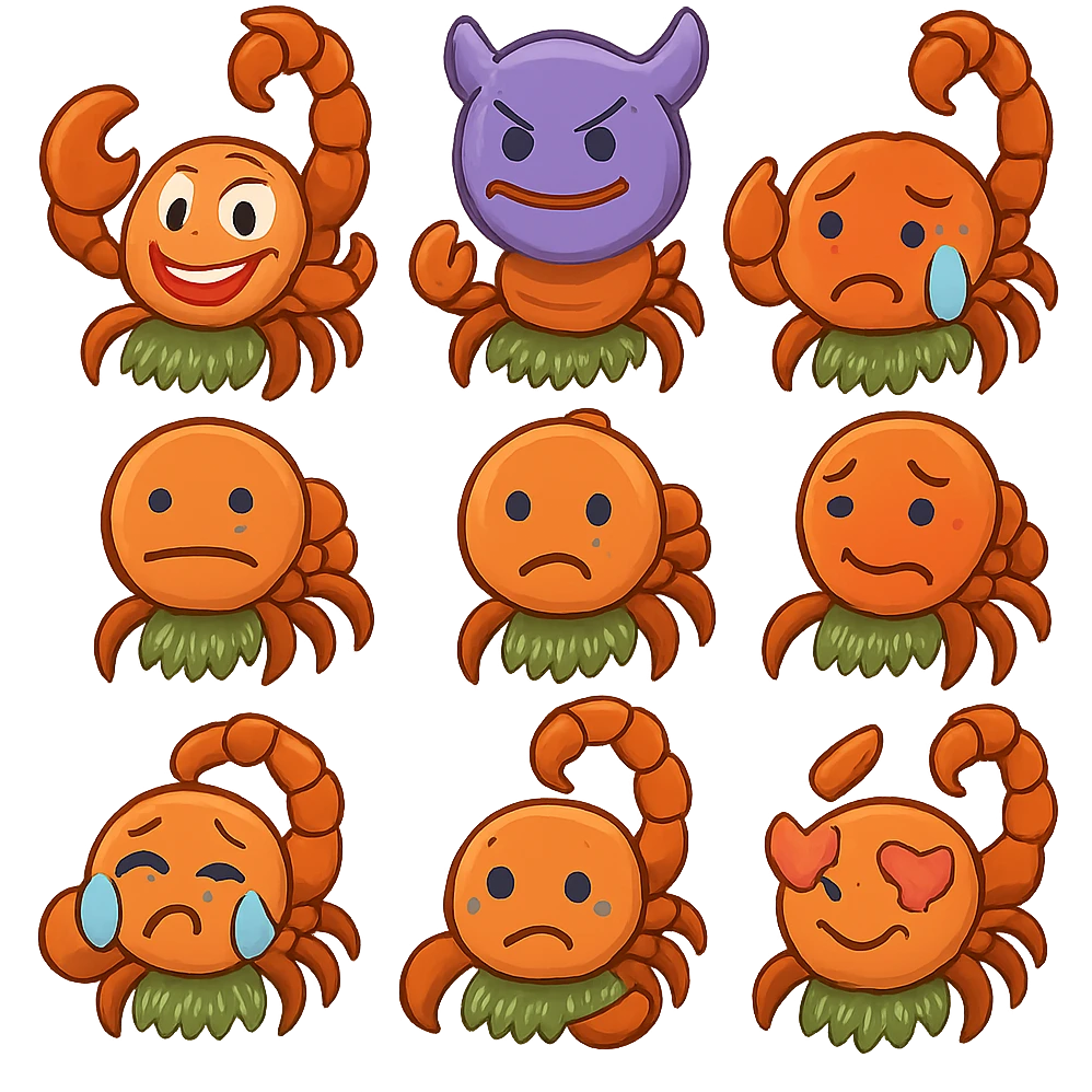 Scorpion wearing hula skirt emoji