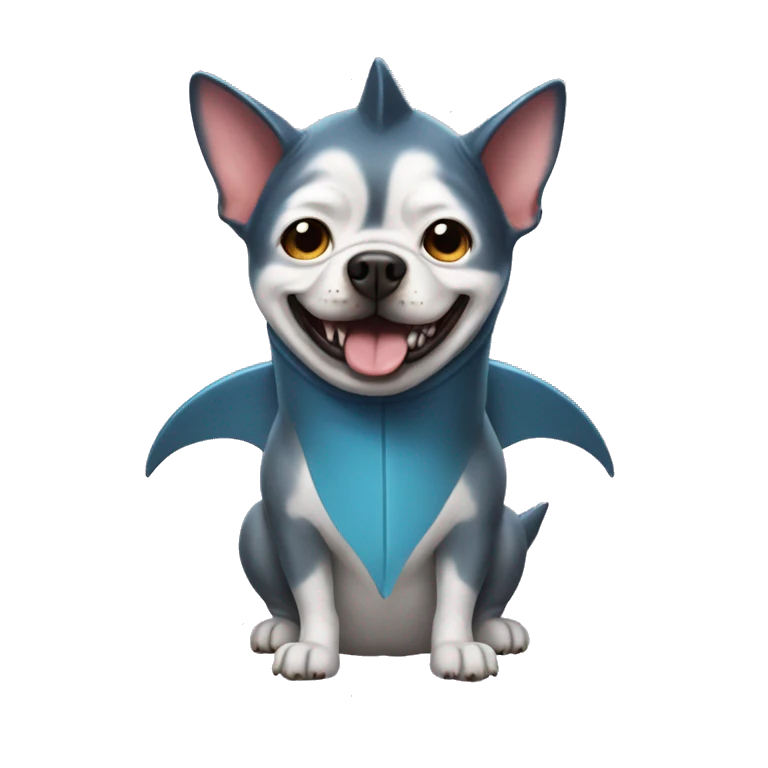 Dog dressed as shark emoji