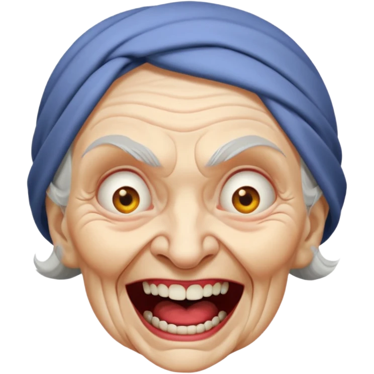 mad ugly old laughing evil woman emoji