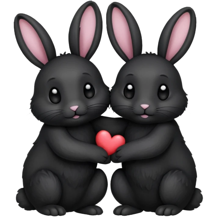 Black rabbit hugging black lionhead rabbit  emoji