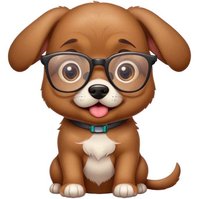 silly brown puppy with nerd glasses and ☺️ emotion emoji