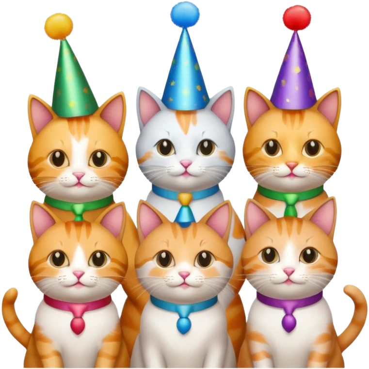 diffrent colours cat  with party hats emoji