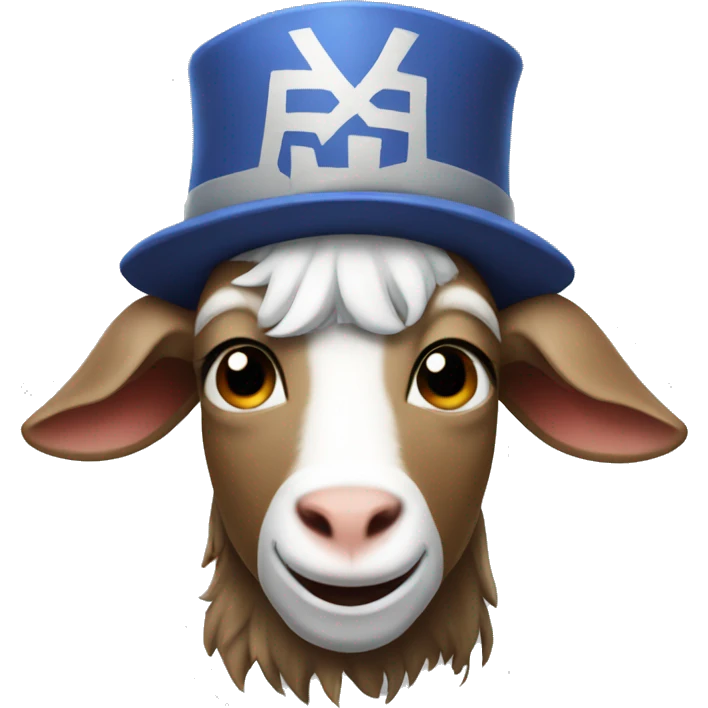 Goat wearing one piece tv show hat emoji
