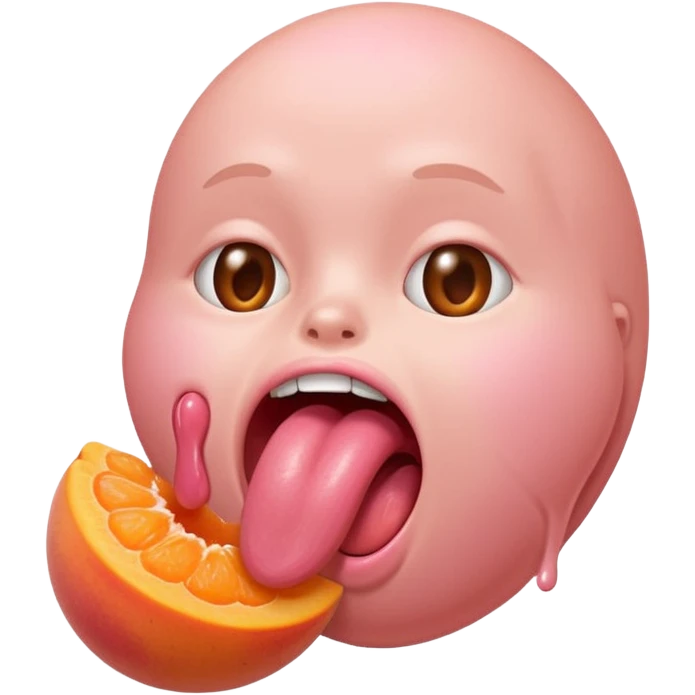 langue qui dépasse d'une bouche humaine ouverte et lèche un abricot emoji