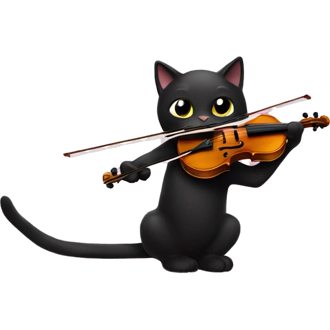 Black cat with violin  emoji