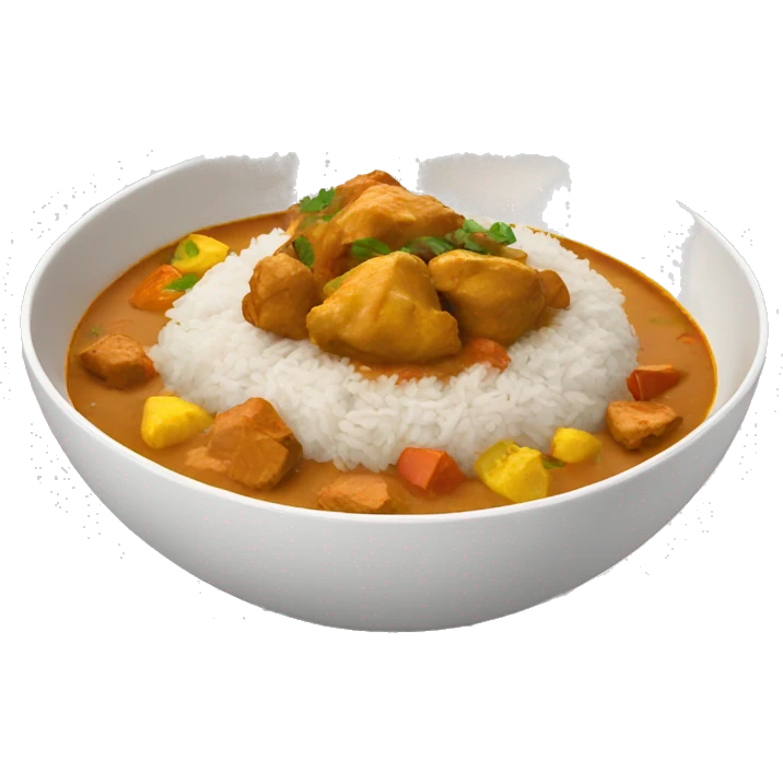 White bowl with chicken curry and rice  emoji