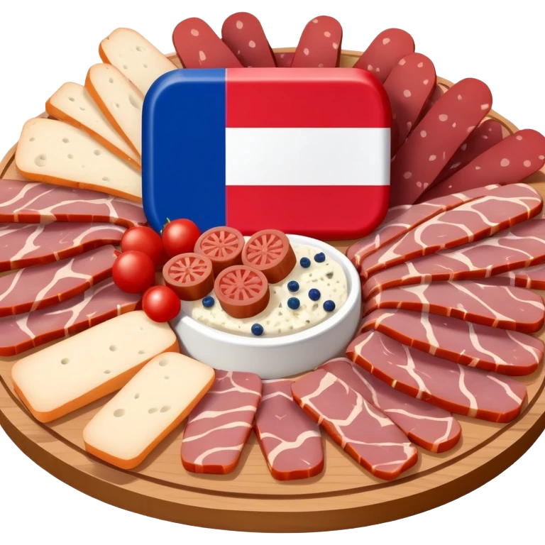 French flag on top of a SPAM charcuterieplatter emoji