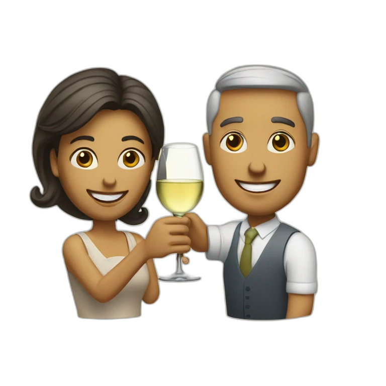 man and woman toasting with a glass of white wine emoji