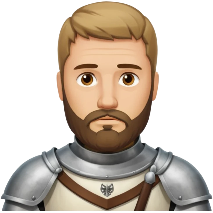 Hazme el emoji de un caballero medieval con actitud muy masculina en diversos estados de animos de los caballeros teutonicos pensativo tocandose la barbilla con la mano emoji